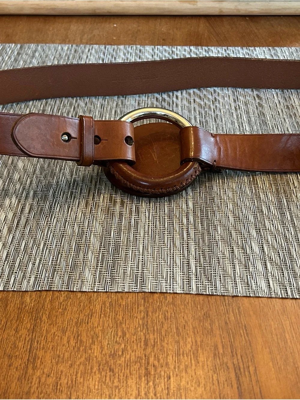 Ralph Lauren Tan Leather Belt with Silver Circular Buckle 🤩🥳 🔥😻. Used - Picture 5 of 9